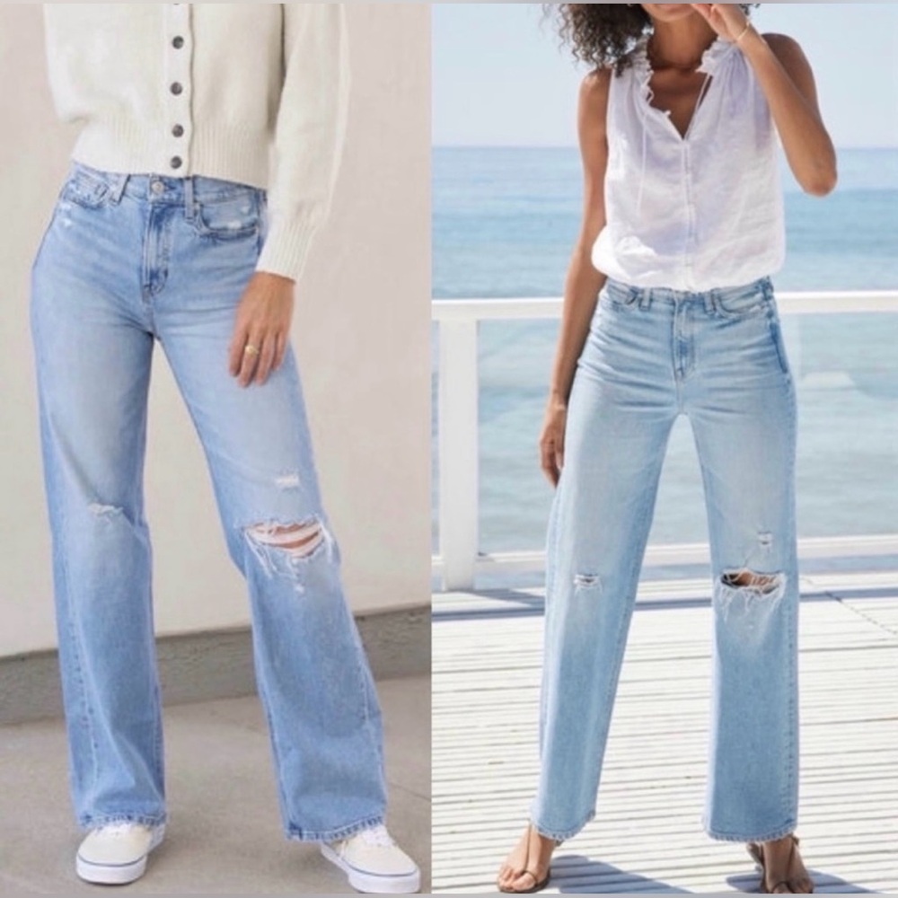 AYR Light Wash Flare Wide-Leg Jeans - Pale Blue